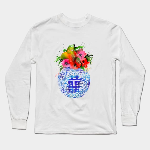 Ming Vase Long Sleeve T-Shirt by RosaliArt